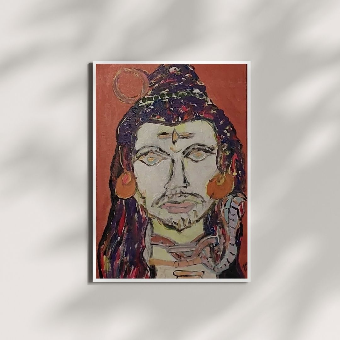 Divine Stillness – Lord Shiva Abstract Painting mockup