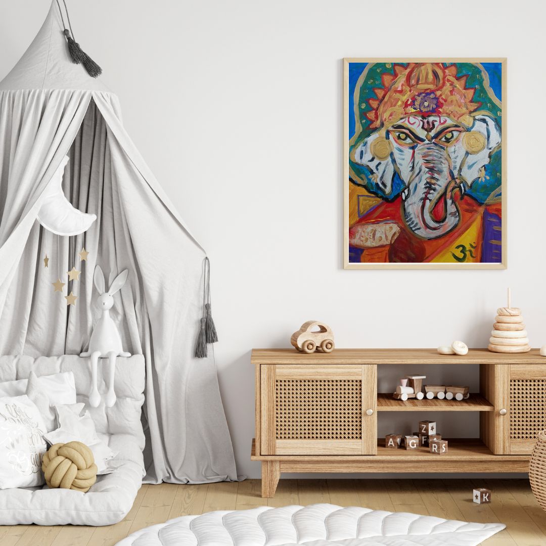Radiance of Wisdom – Abstract Lord Ganesha Painting mockup