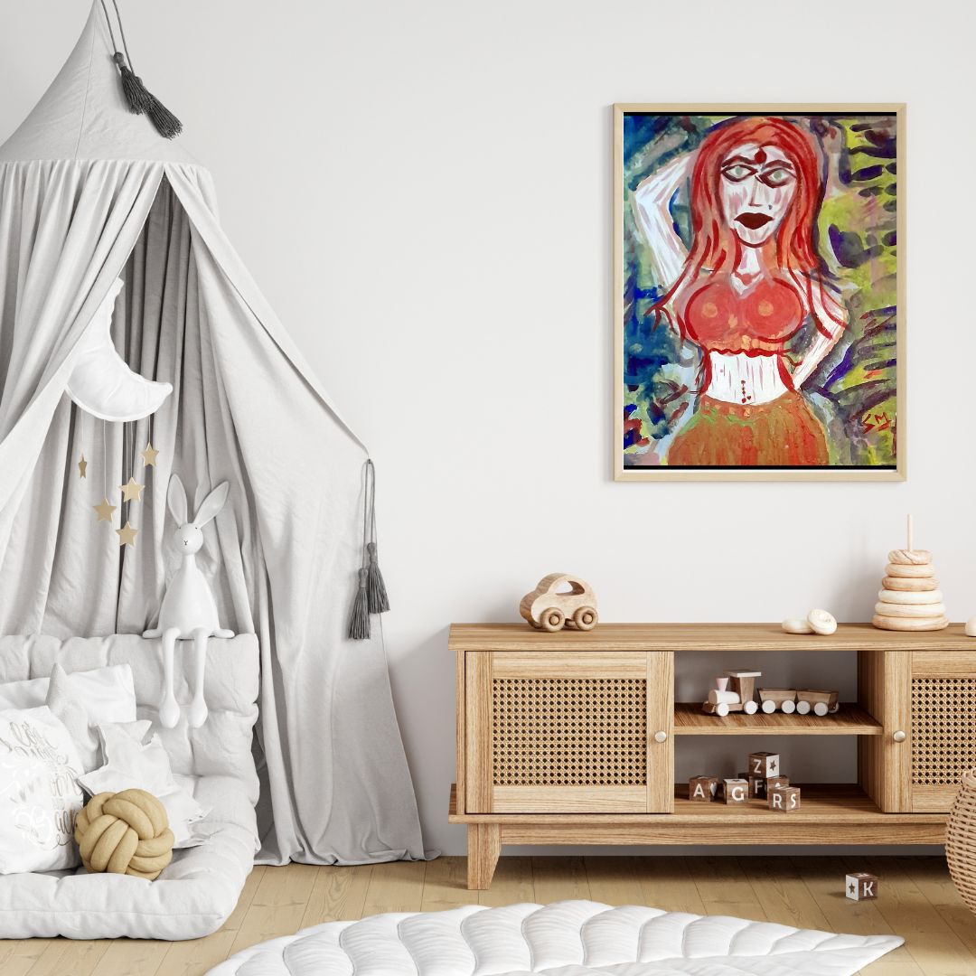 Abstract Goddess-Inspired Woman – Hand-Painted Acrylic on Canvas mockup