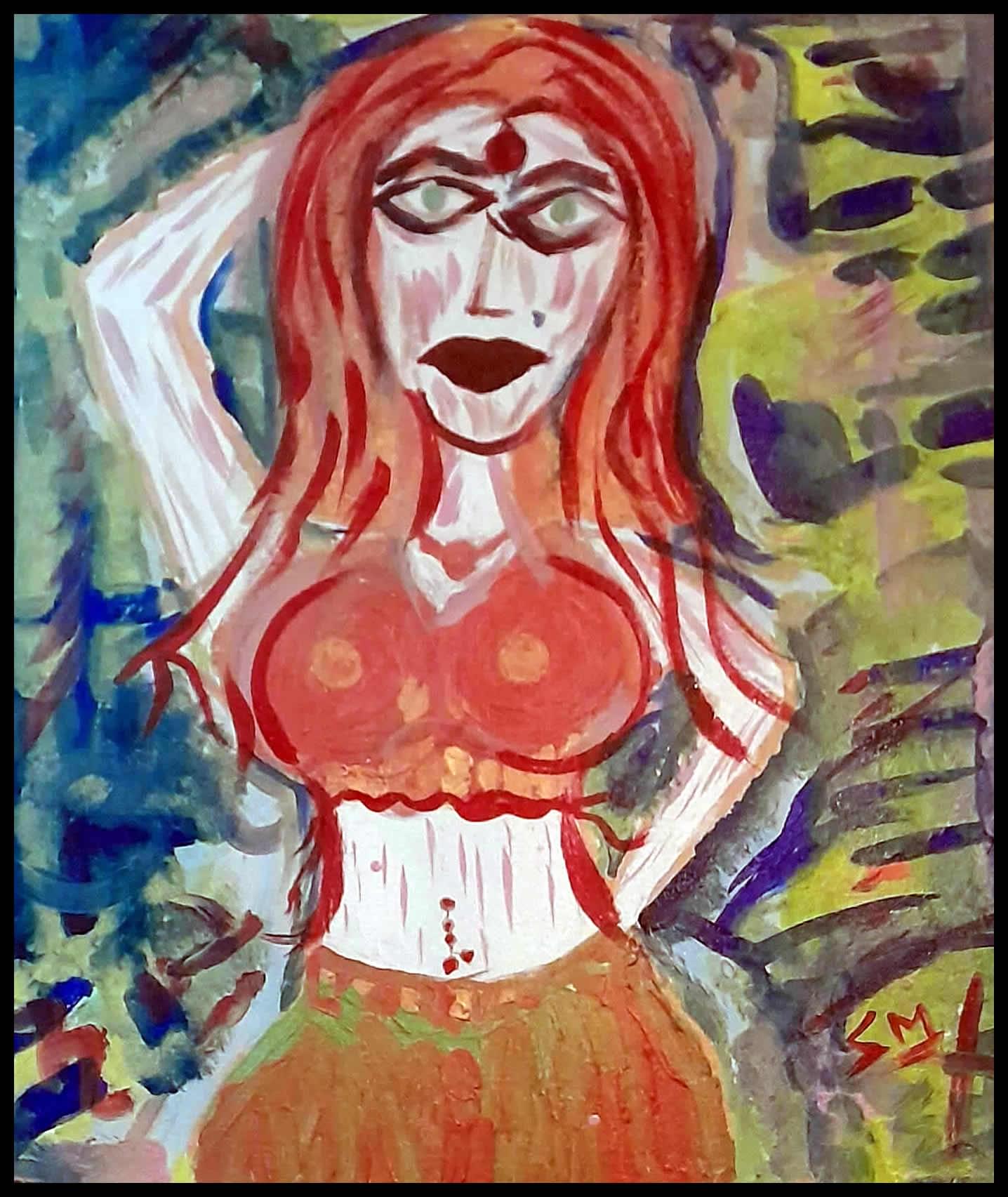 Abstract Goddess-Inspired Woman – Hand-Painted Acrylic on Canvas